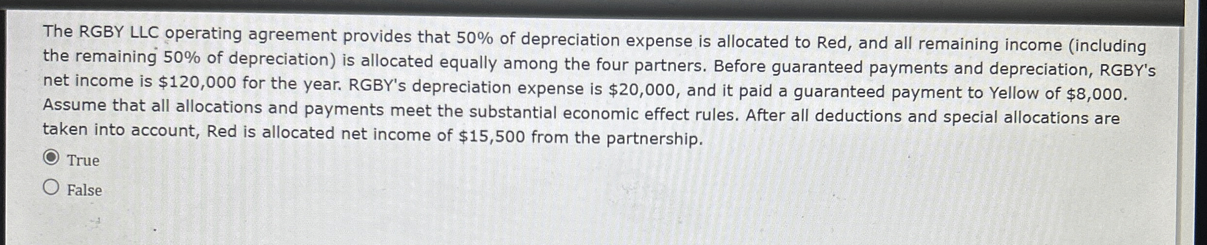 The RGBY LLC operating agreement provides that 5