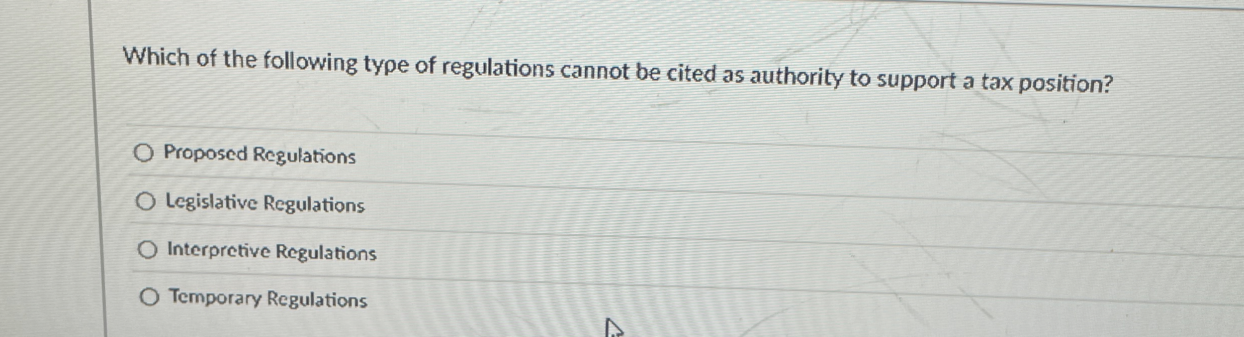 Which of the following type of regulations cannot