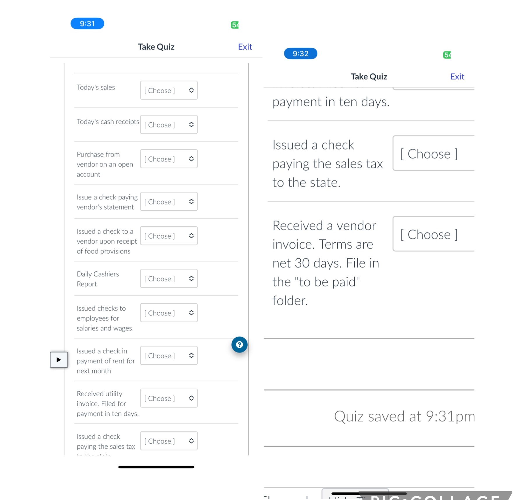 9131 Take Quiz Today's sales Today's