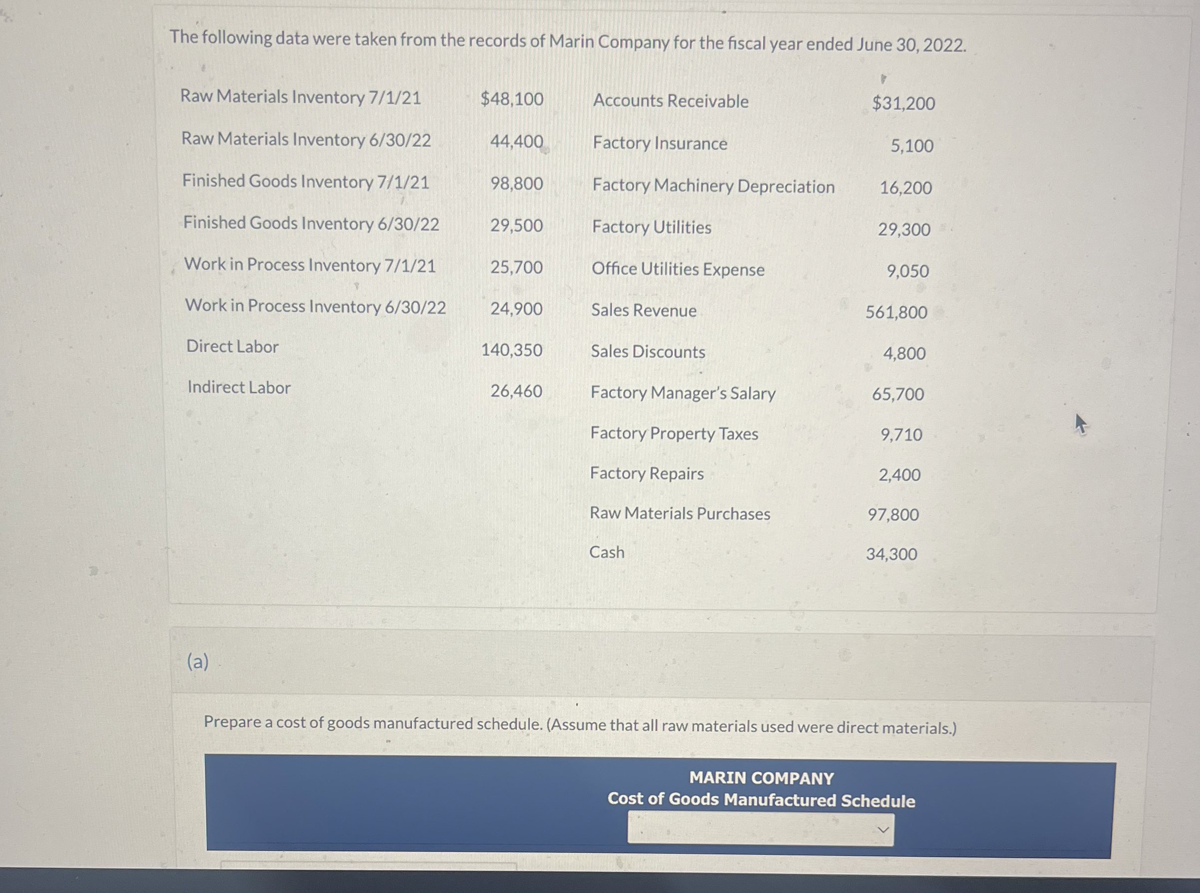 The following data were taken from the records of