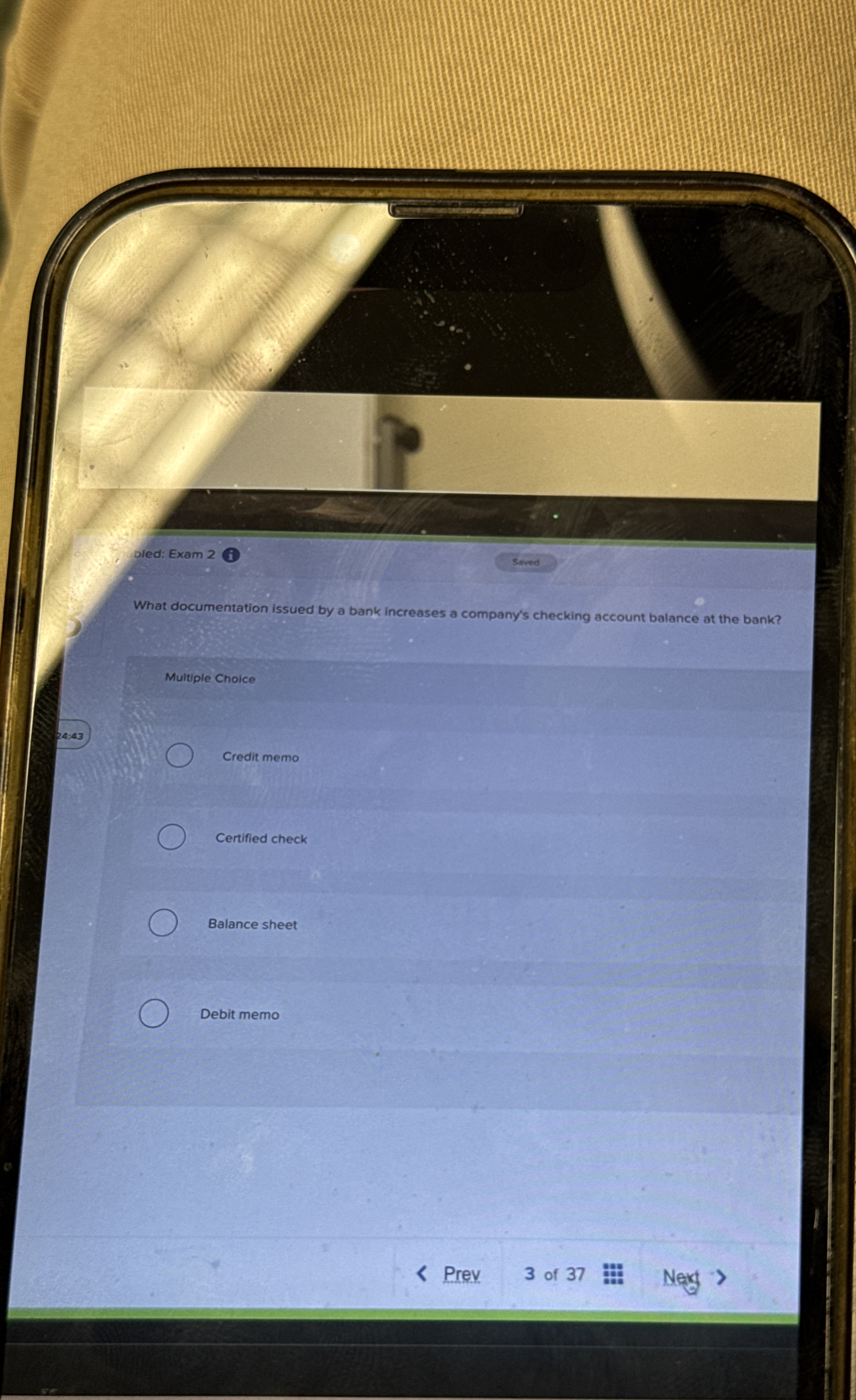 oled: Exam 2 Saved What documentation issued by a