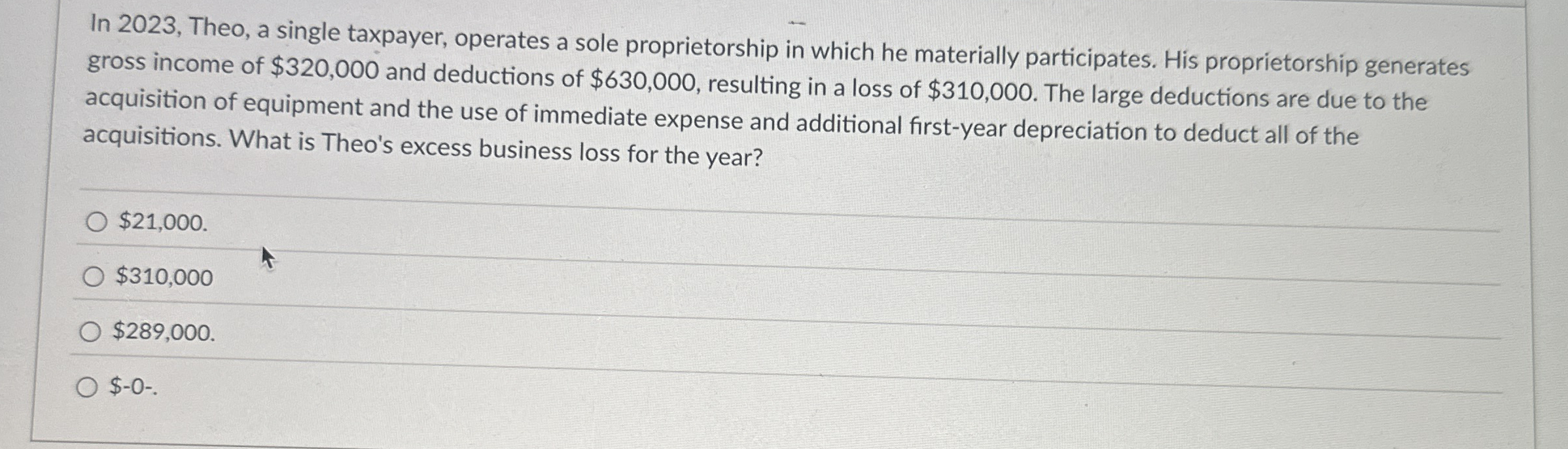 In 2 0 2 3 , Theo, a single taxpayer, operates a