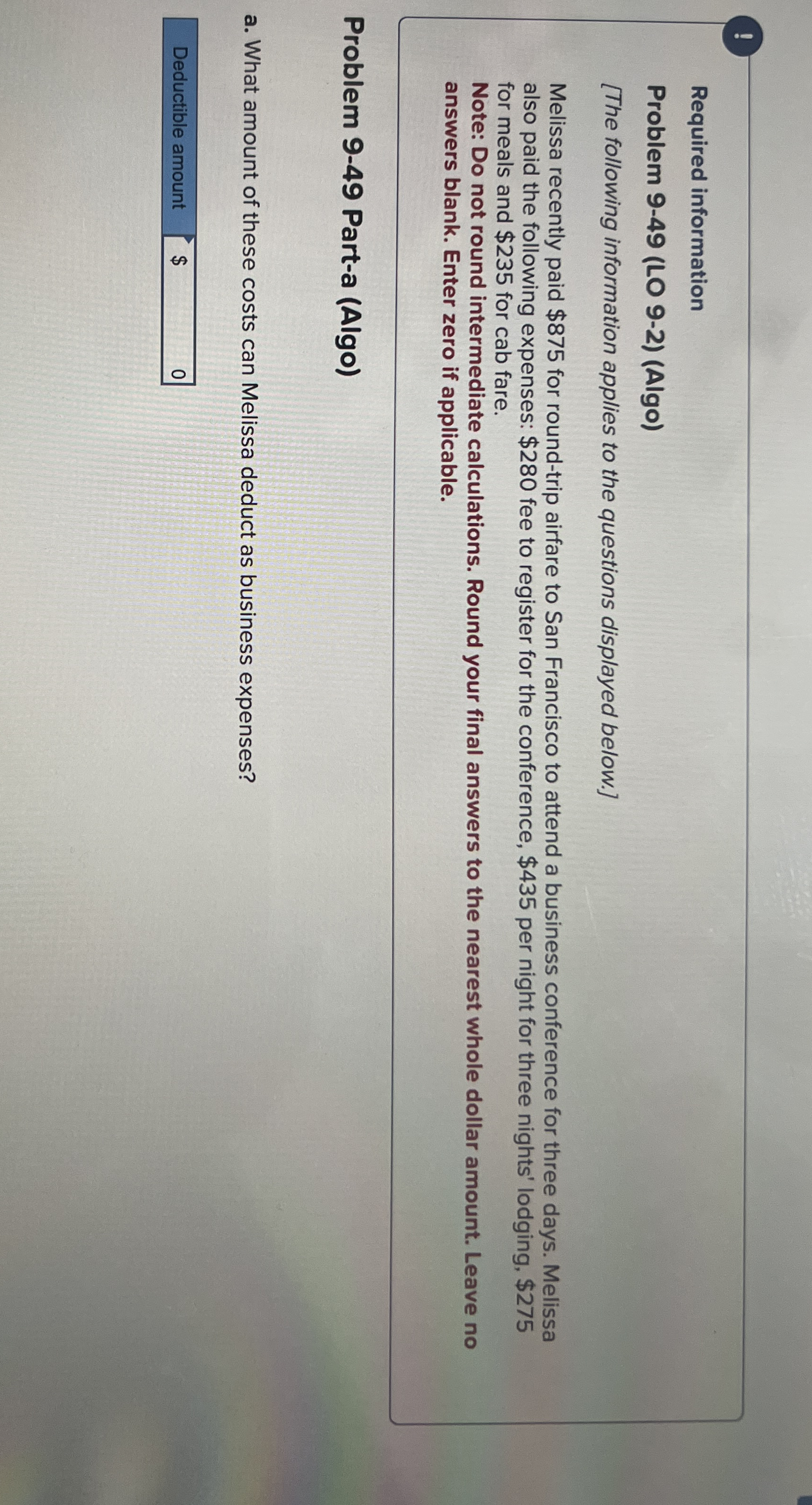 ! Required information Problem 9 - 4 9 ( LO 9 - 2