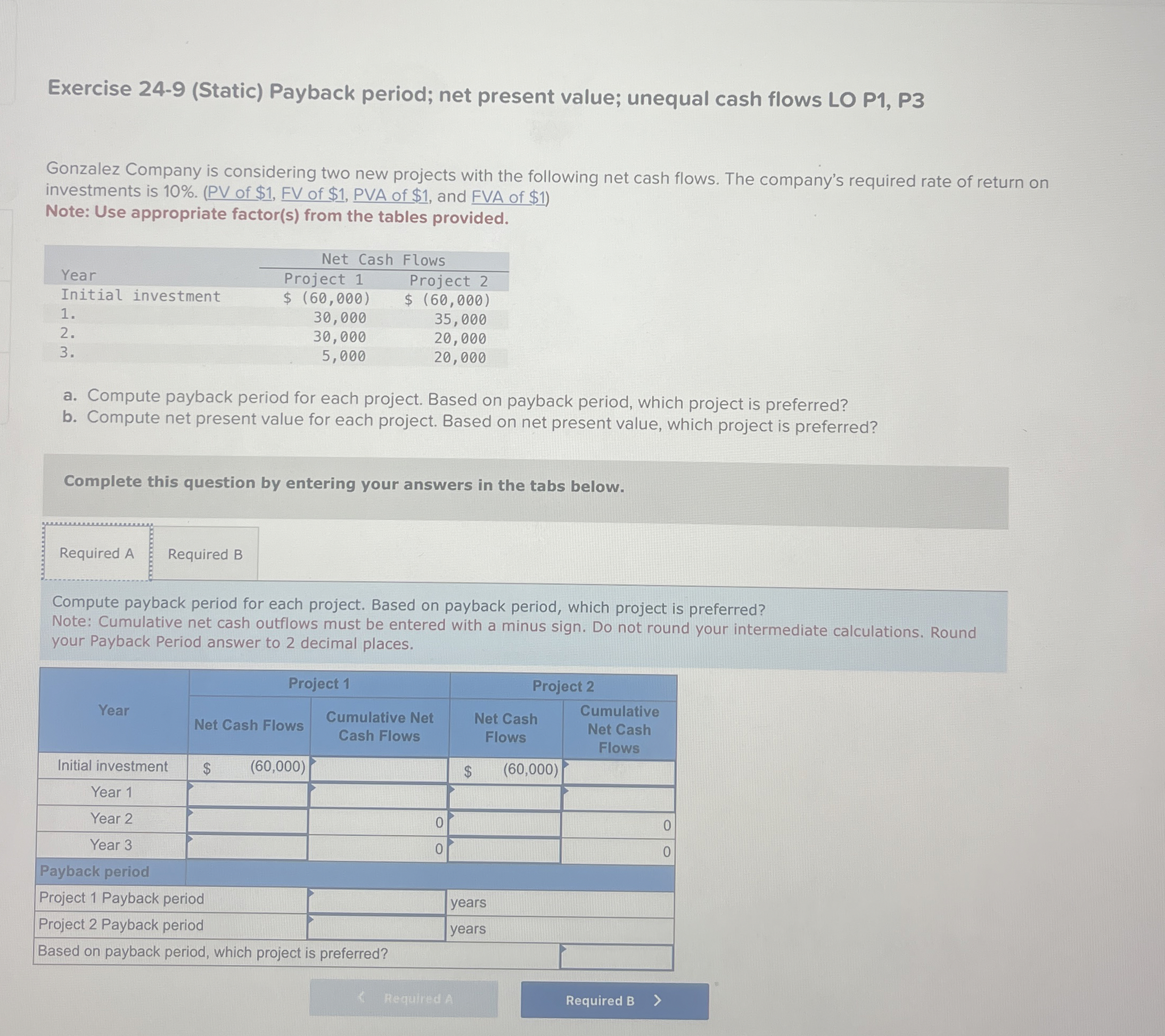Exercise 2 4 - 9 ( Static ) Payback period; net