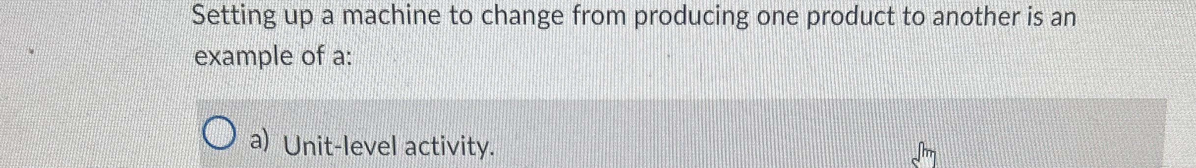 Setting up a machine to change from producing one