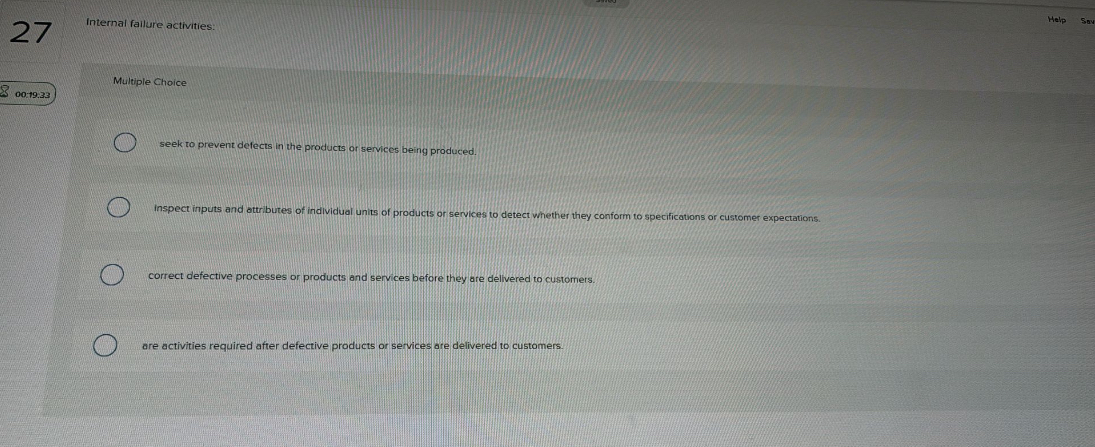 2 7 Internal fallure activities: Multiple Choice