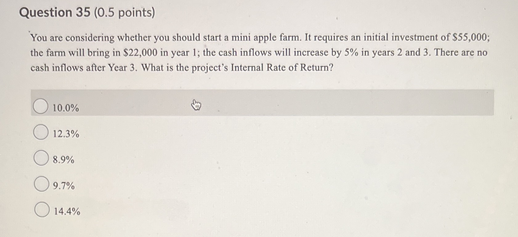 Question 35 (0.5 points) You are considering