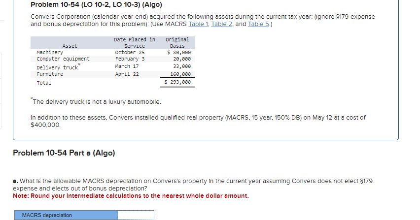 Problem 1 0 - 5 4 ( LO 1 0 - 2 , LO 1 0 - 3 ) (