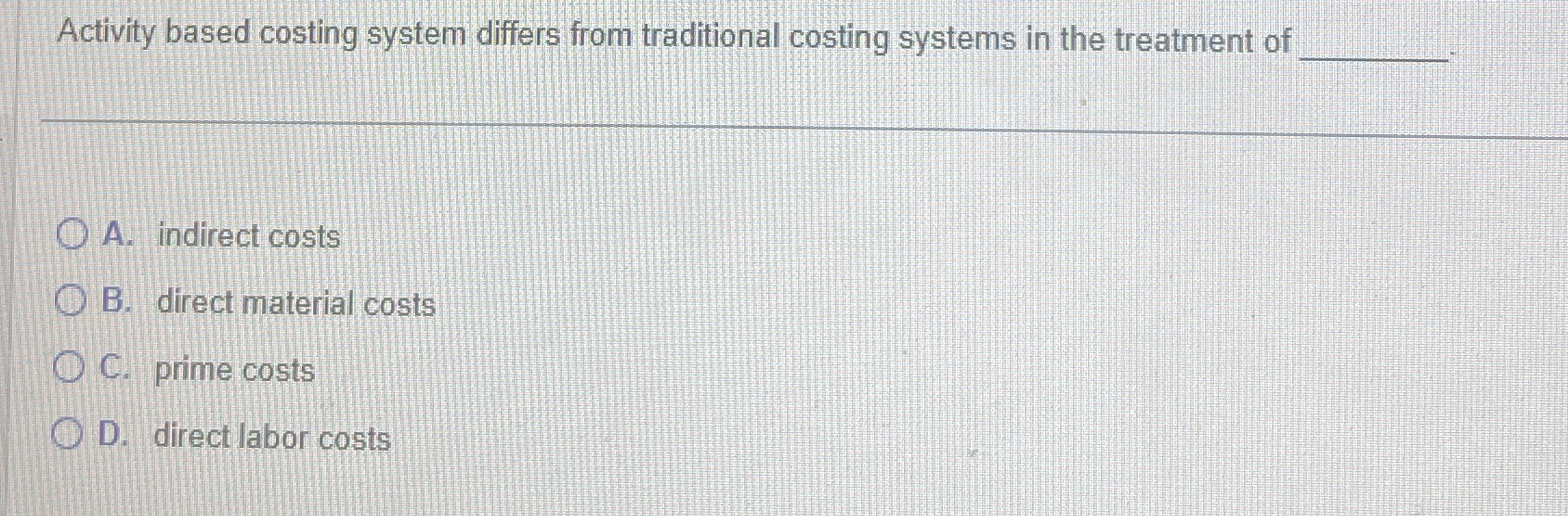 Activity based costing system differs from