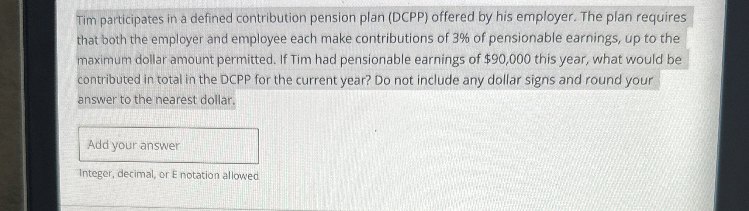 Tim participates in a defined contribution