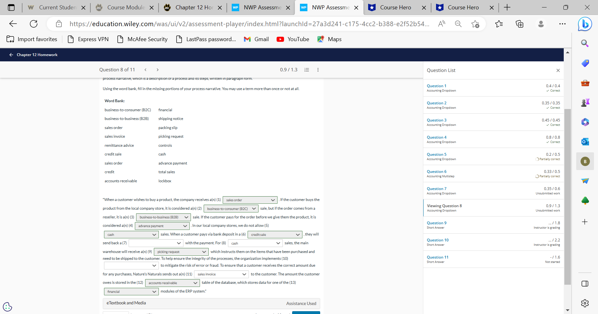 w Current Studen X Course Module X Chapter 12 Hor