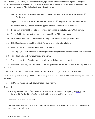 On October 1, Sancho Dy, business consultant,