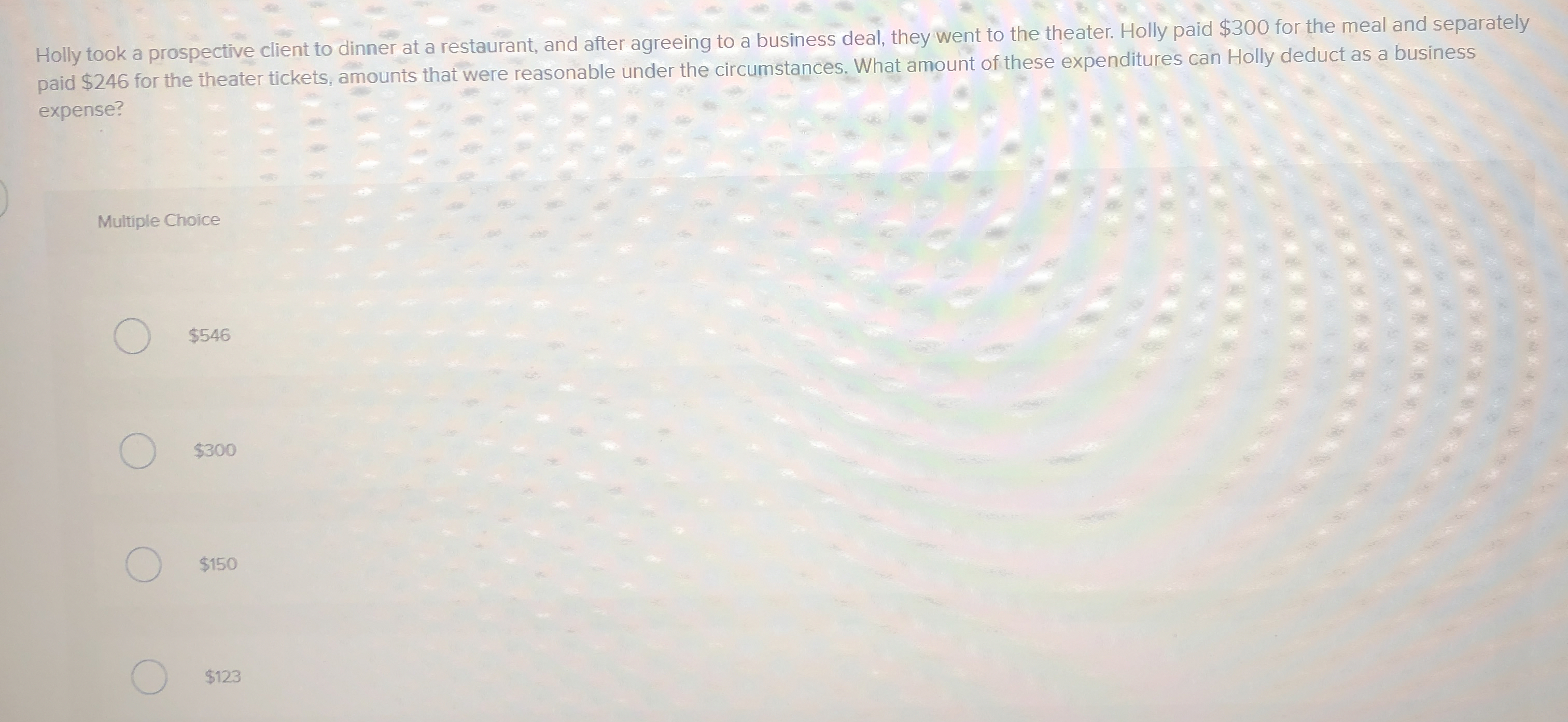 Holly took a prospective client to dinner at a