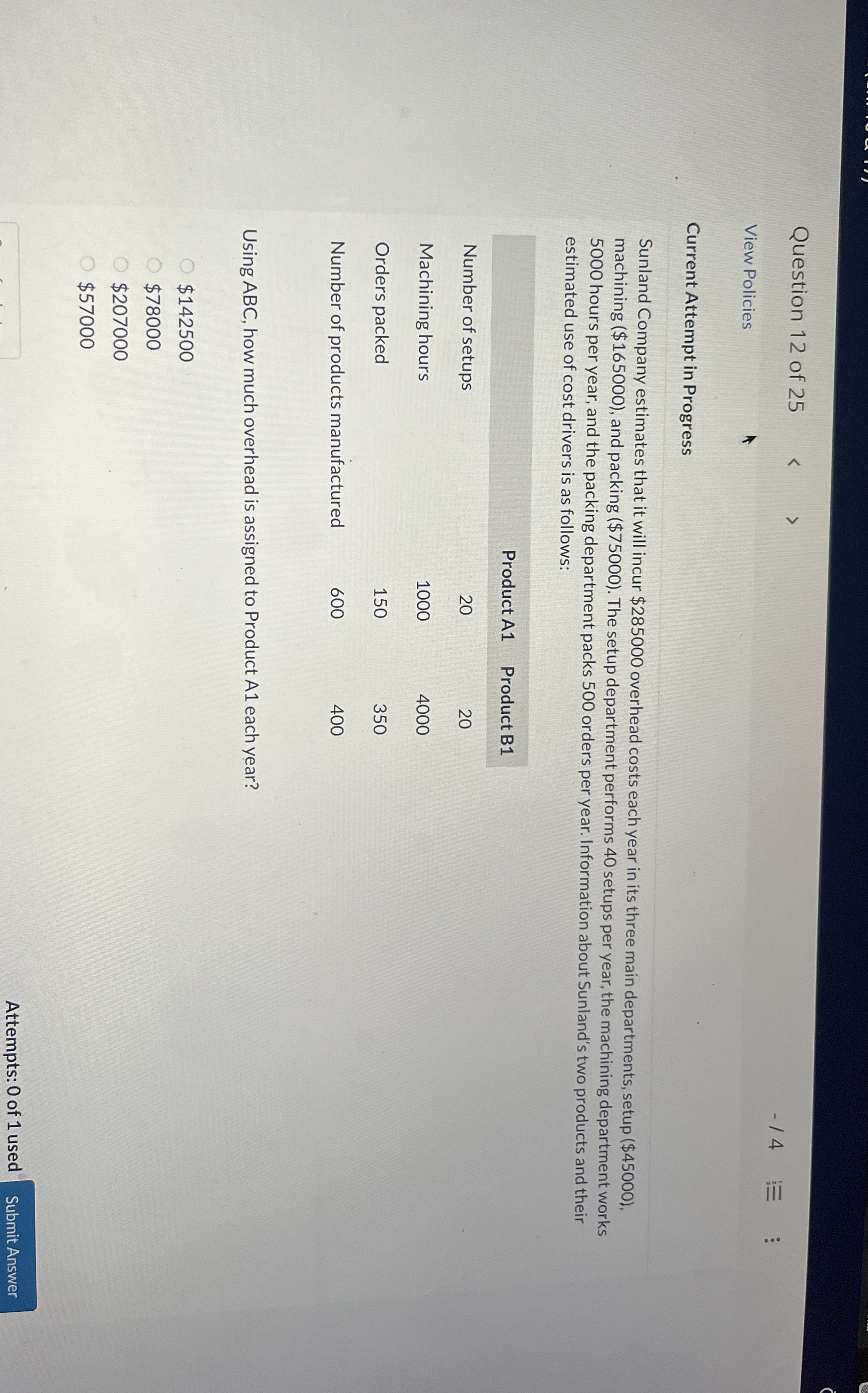 Question 1 2 of 2 5 View Policies Current Attempt