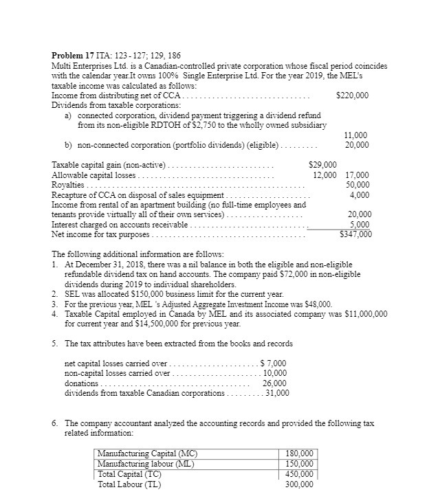 Problem 17 ITA: 123 - 127; 129, 186 Multi