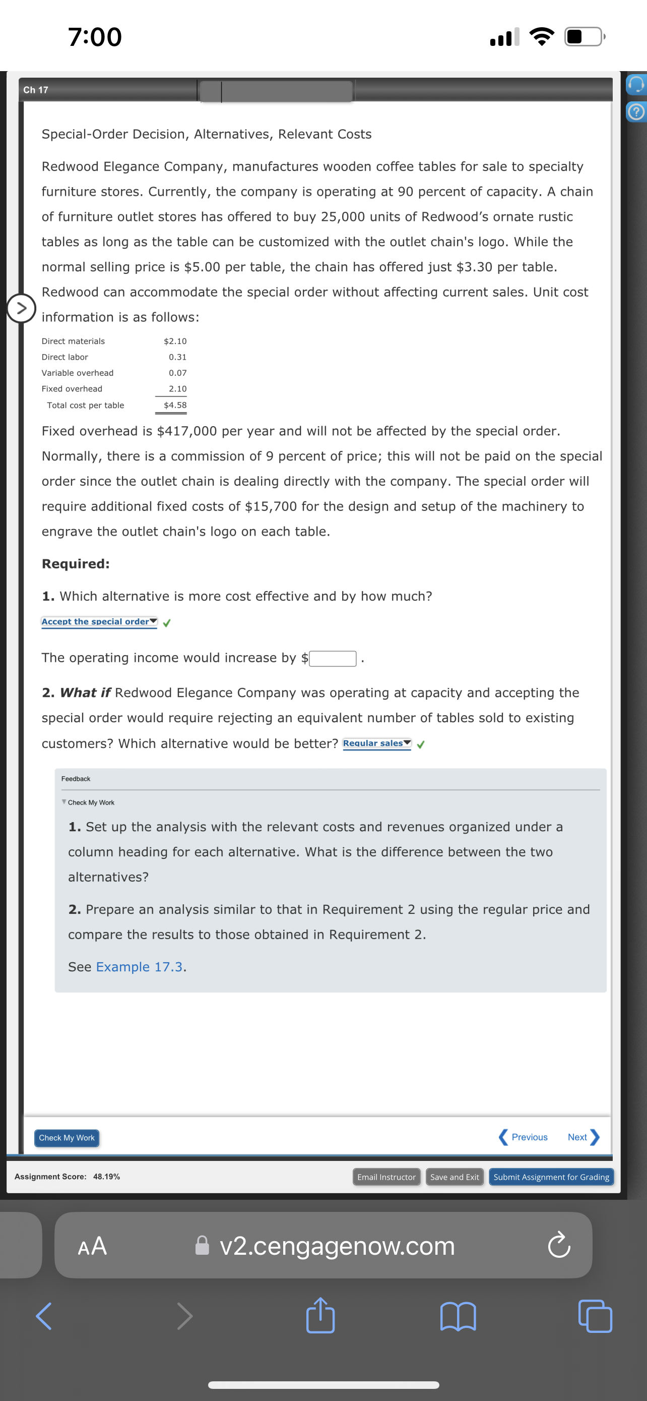 7:00 .II '2? C} Ch 17 (9-) Sell or Process