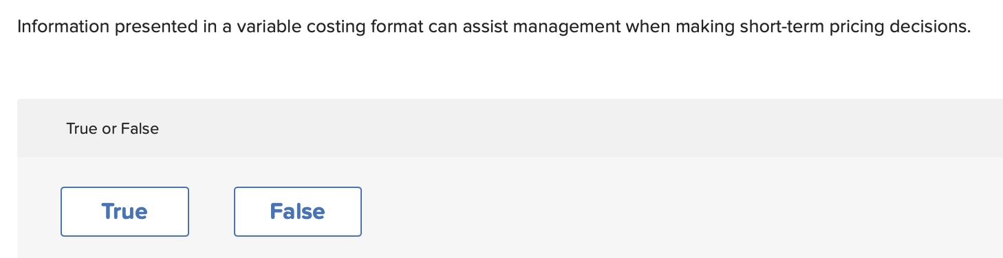 Information presented in a variable costing