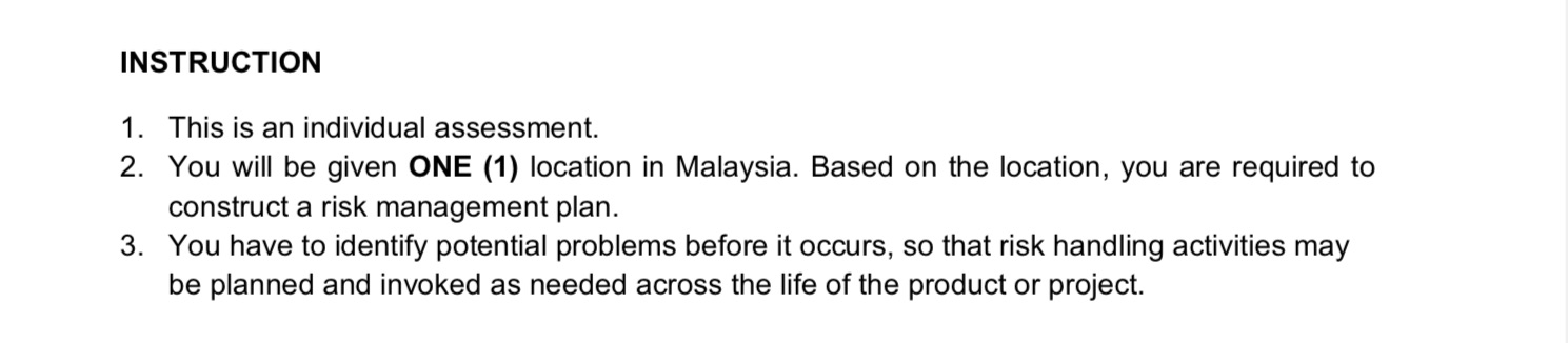 My assignment is regarding risk management plan