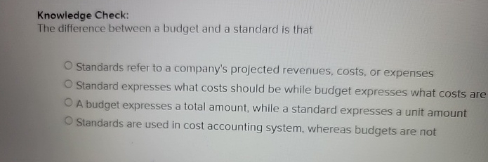 Knowledge Check: The difference between a budget