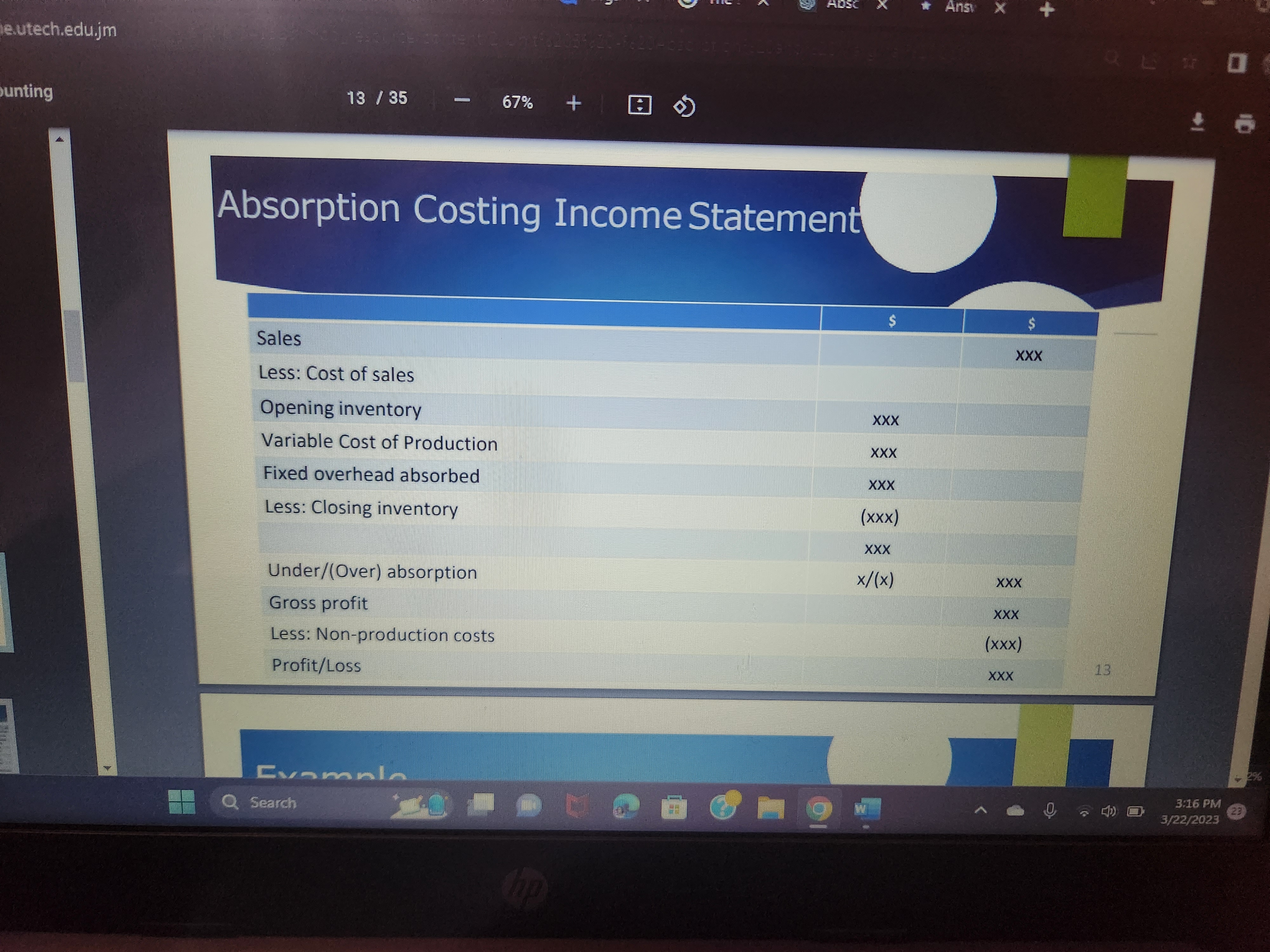 11 / 35 67% Marginal Income Statement $ $ Sales