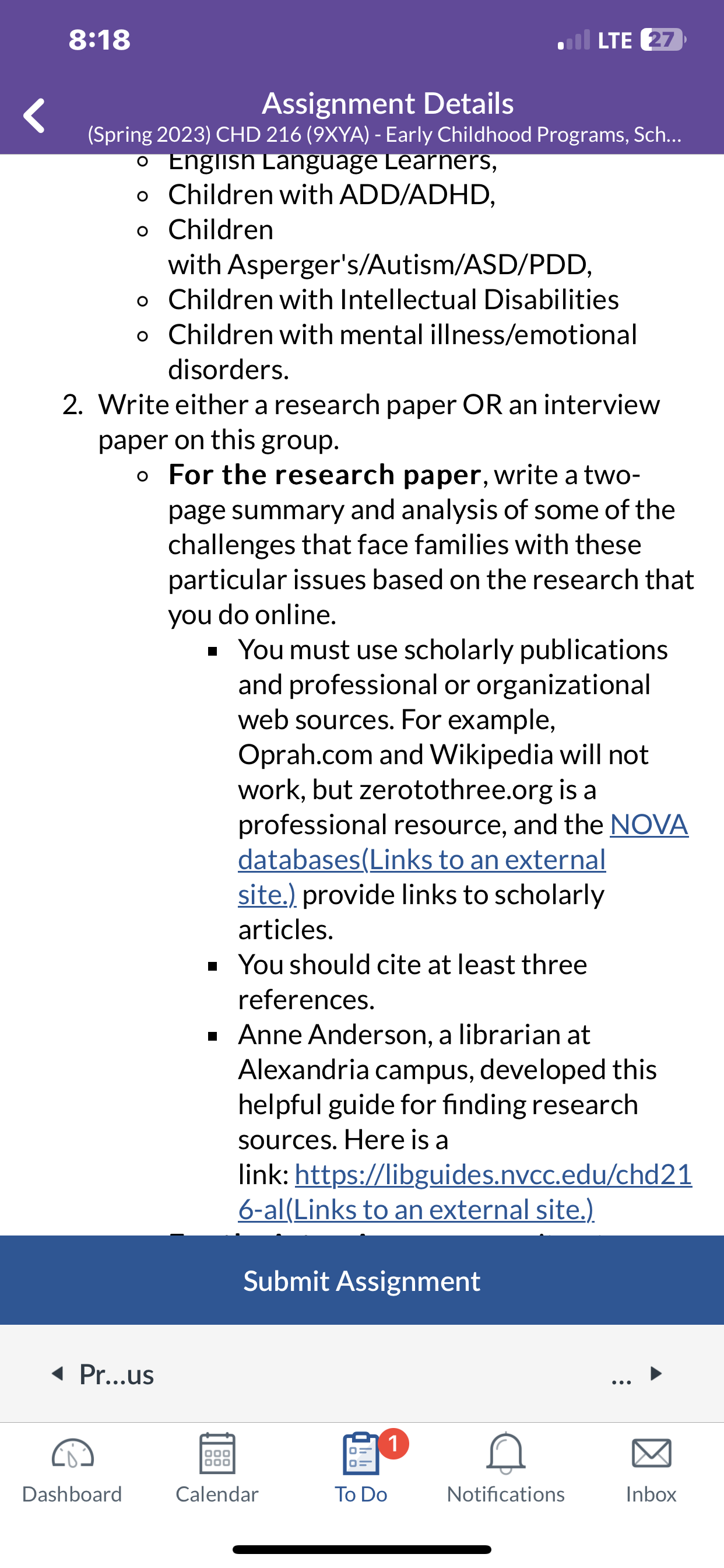 ll LTE m' < Assignment Details (Spring 2023) CHD