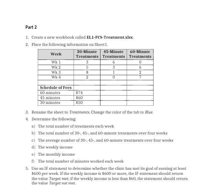 Part 2 1. Create a new workbook called