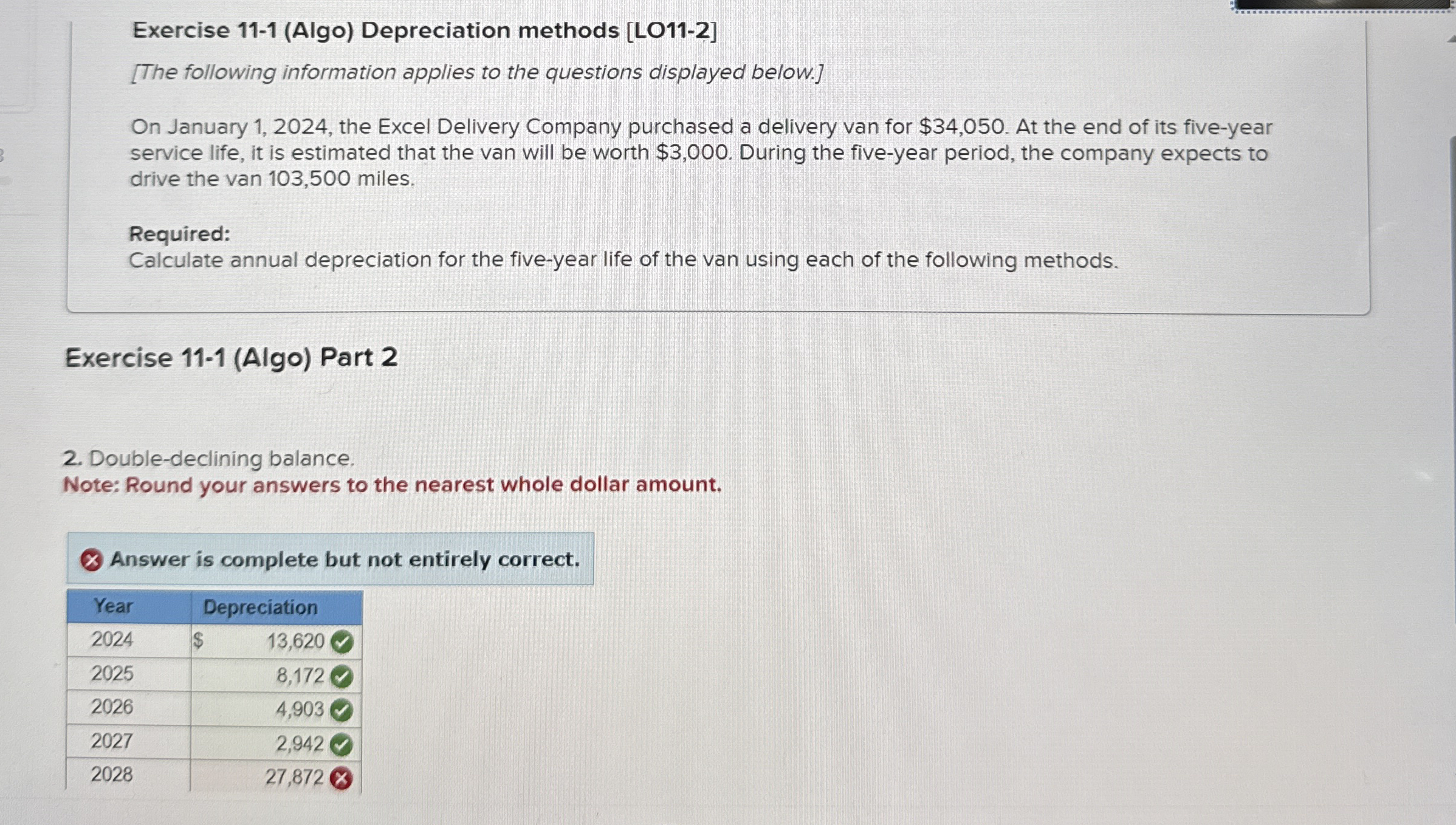 Exercise 1 1 - 1 ( Algo ) Depreciation methods [