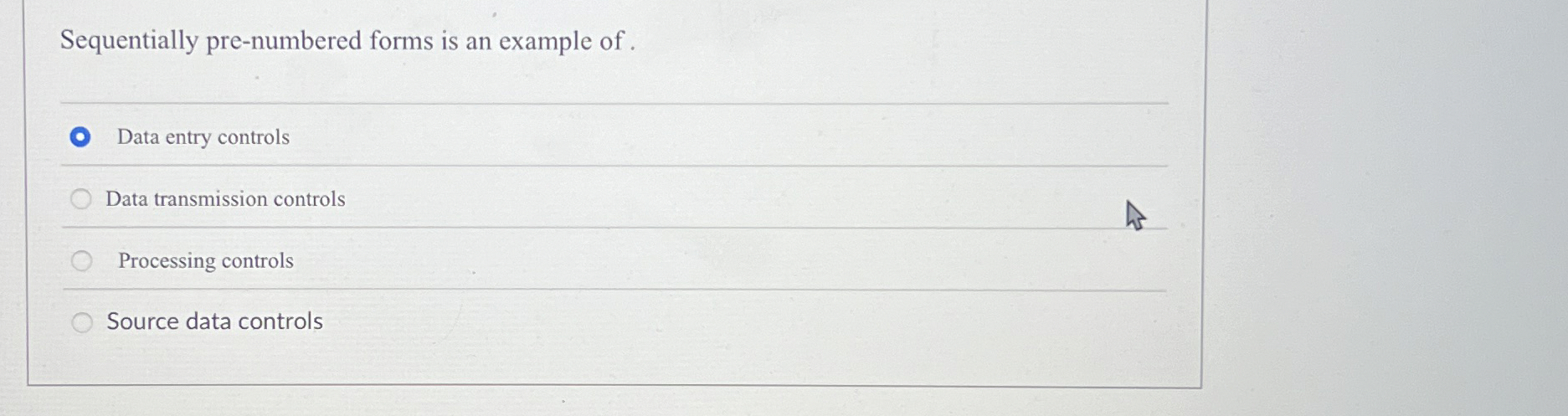 Sequentially pre - numbered forms is an example