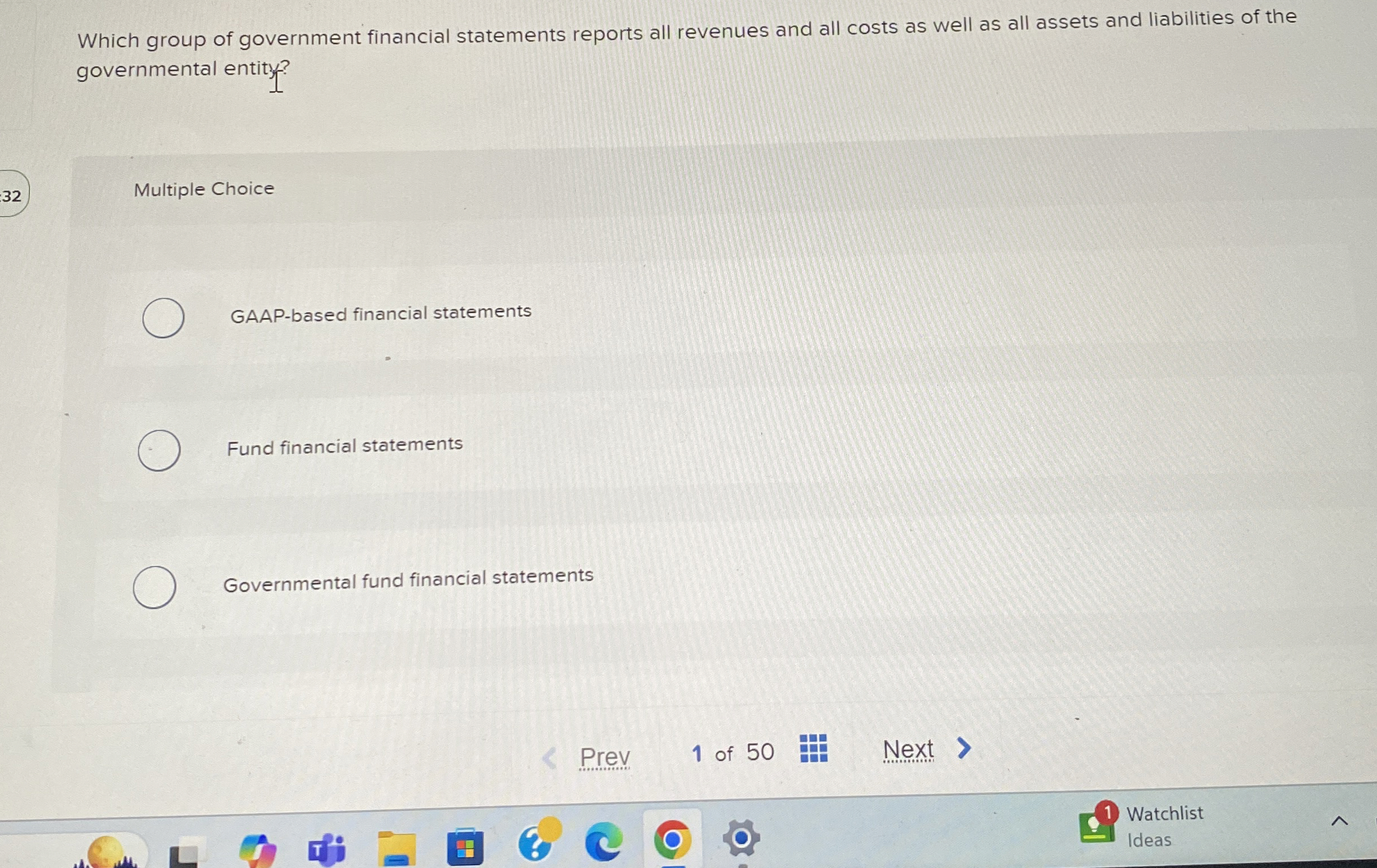 Which group of government financial statements
