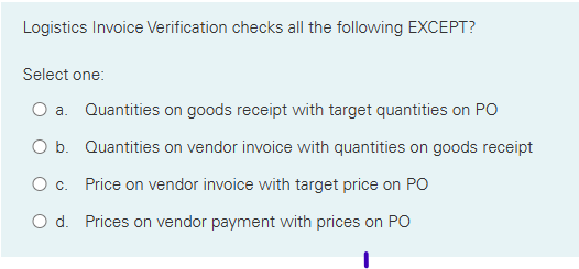 Logistics Invoice Verification checks all the