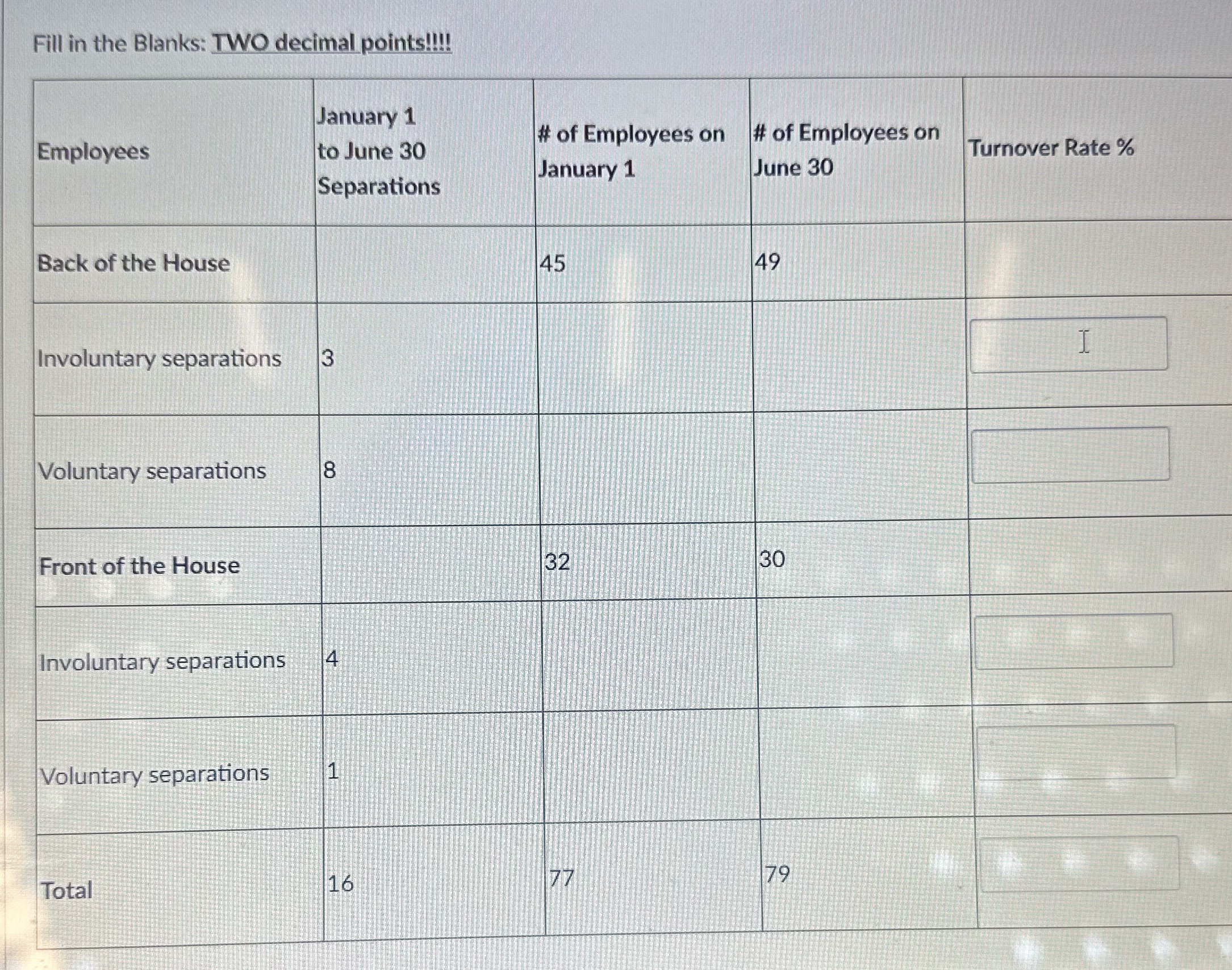 Fill in the Blanks: TWO decimal points! January 1