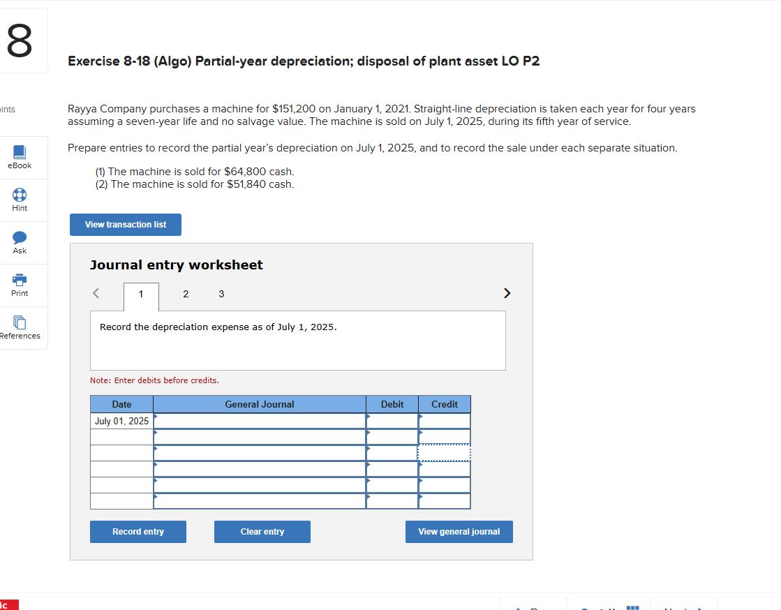 Exercise 8 - 1 8 ( Algo ) Partial - year