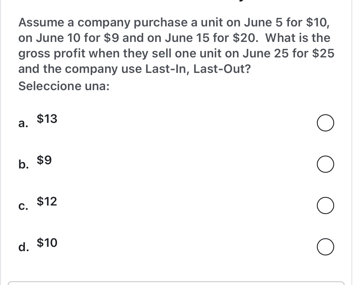 Assume a company purchase a unit on June 5 for
