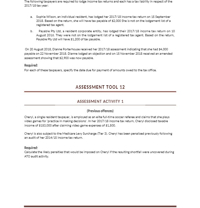 The following taxpayers are required to lodge