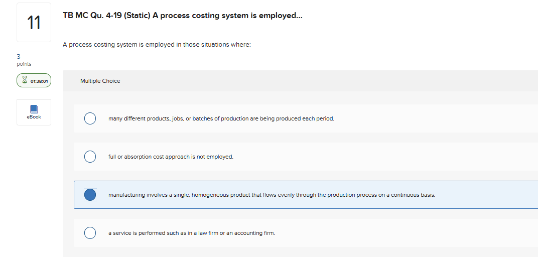 TB MC Qu . 4 - 1 9 ( Static ) A process costing