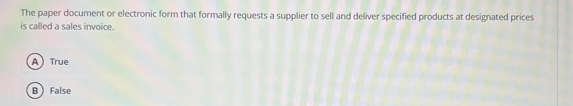 The paper document or electronic form that