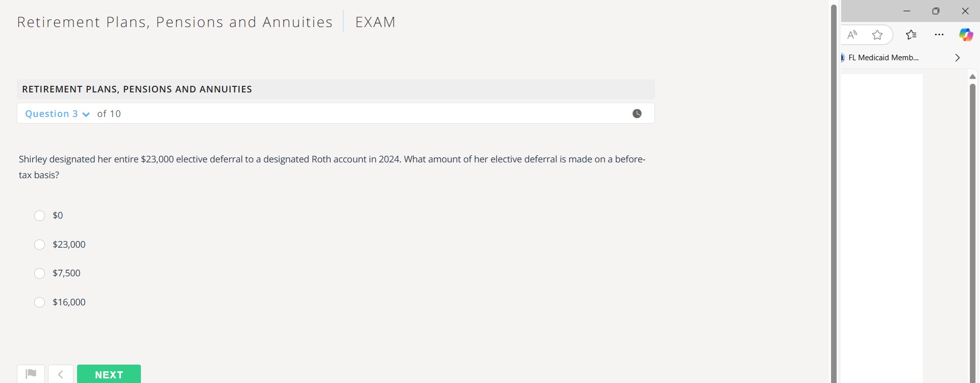 RETIREMENT PLANS, PENSIONS AND ANNUITIES Question