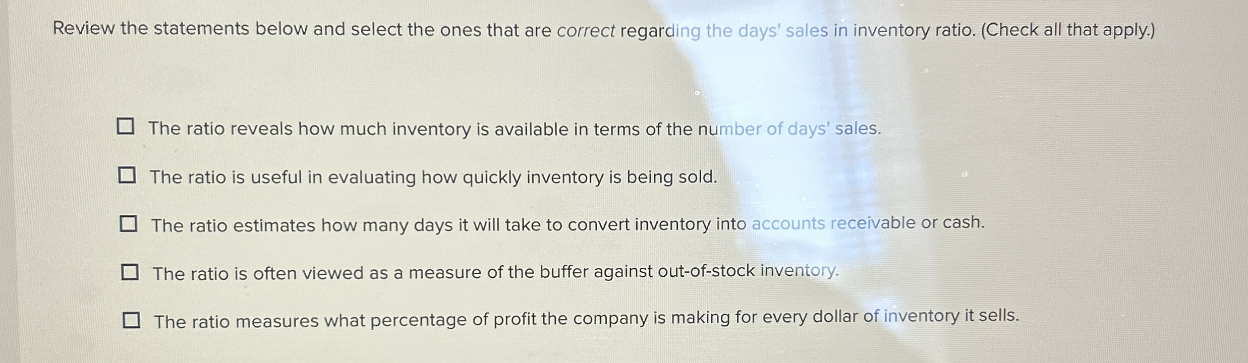Recall the formula for computing a company's