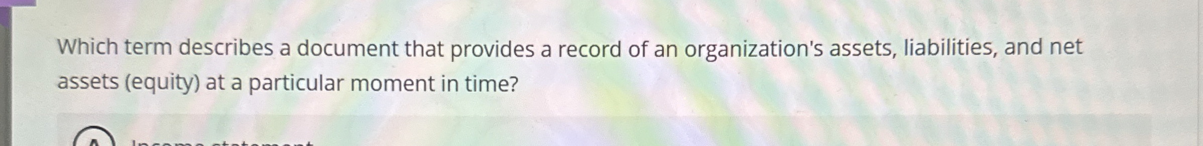 Which term describes a document that provides a