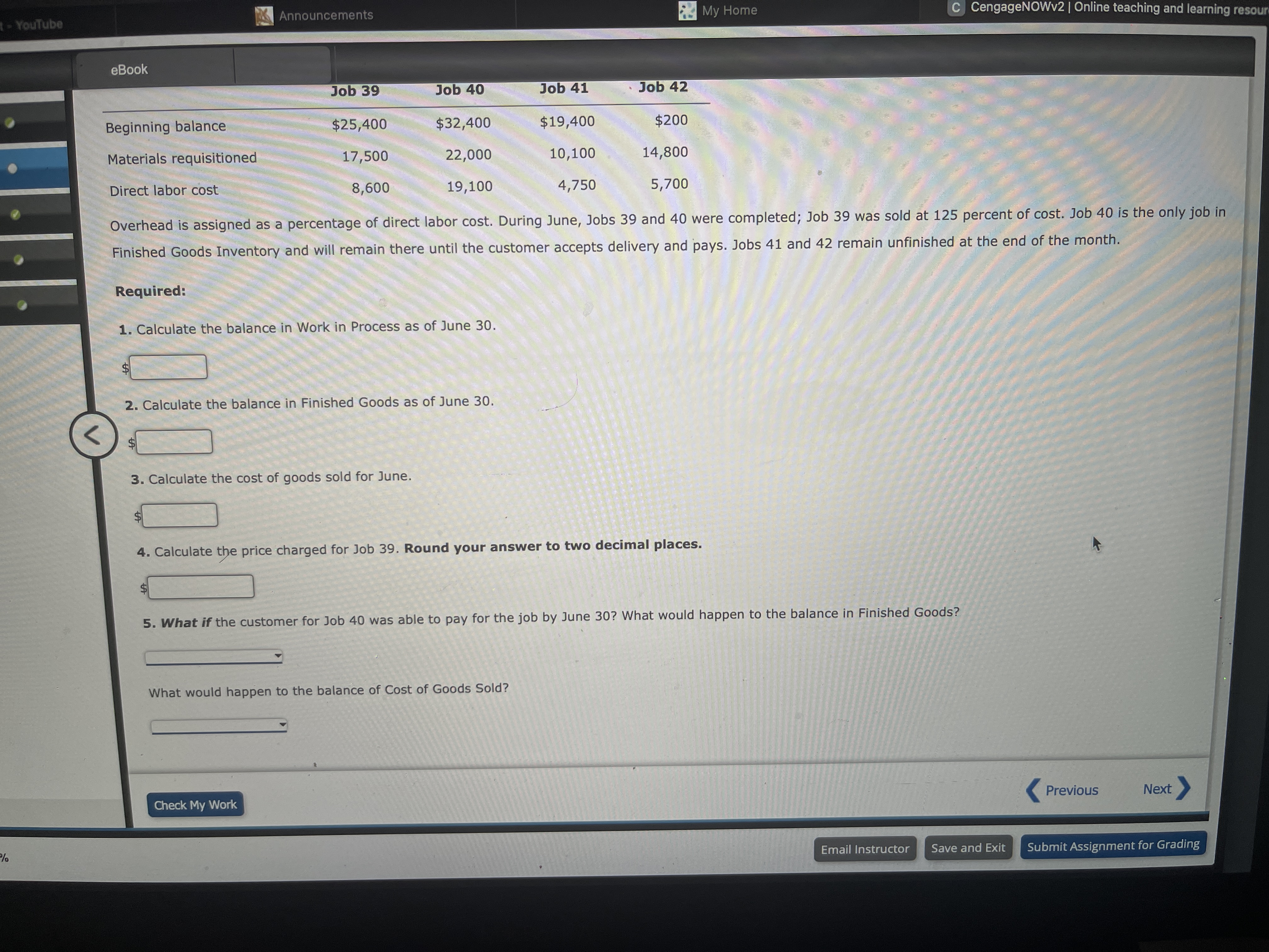 eBook Job Costs Using a Plantwide Overhead Rate