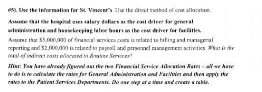 #5). Use the information for St. Vincent's.