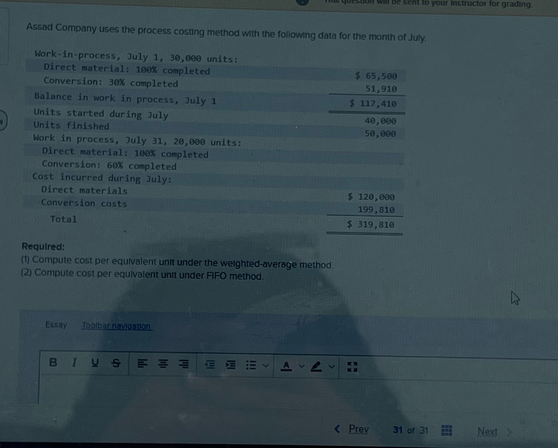 Ir Instructor for grading Assad Company uses the