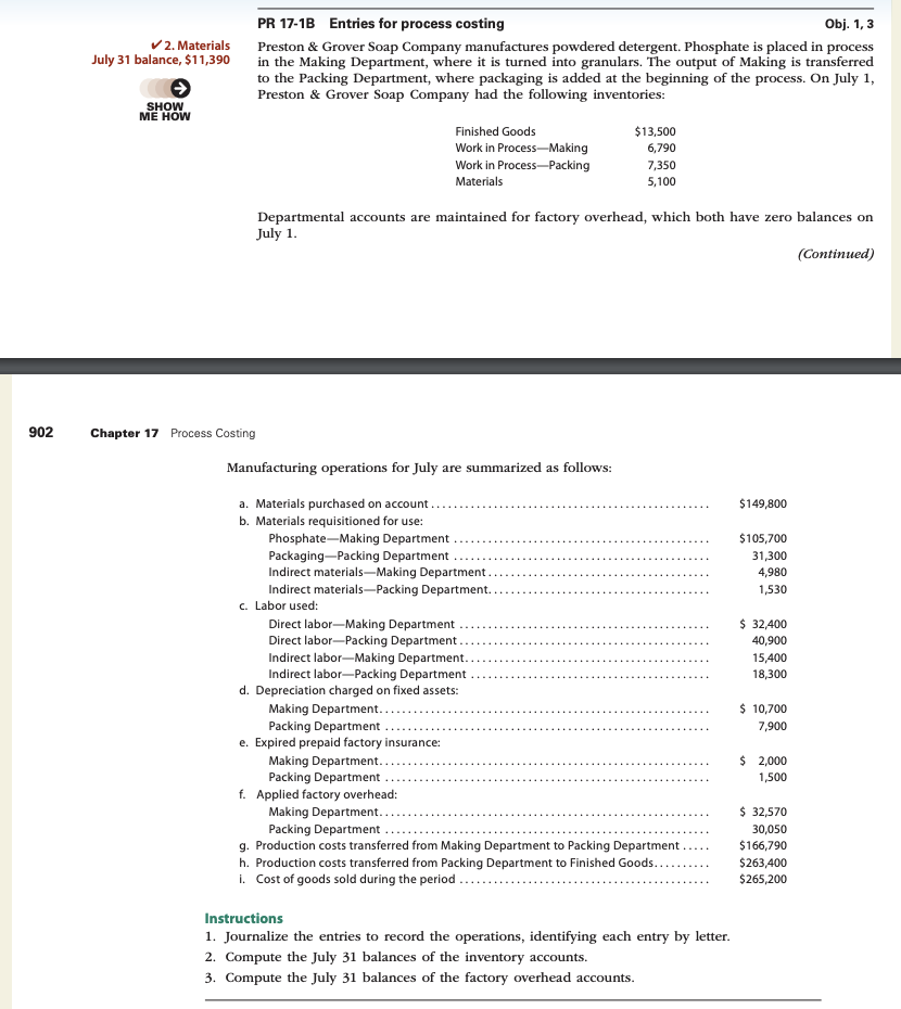 Instructions 1 . Journalize the entries to record