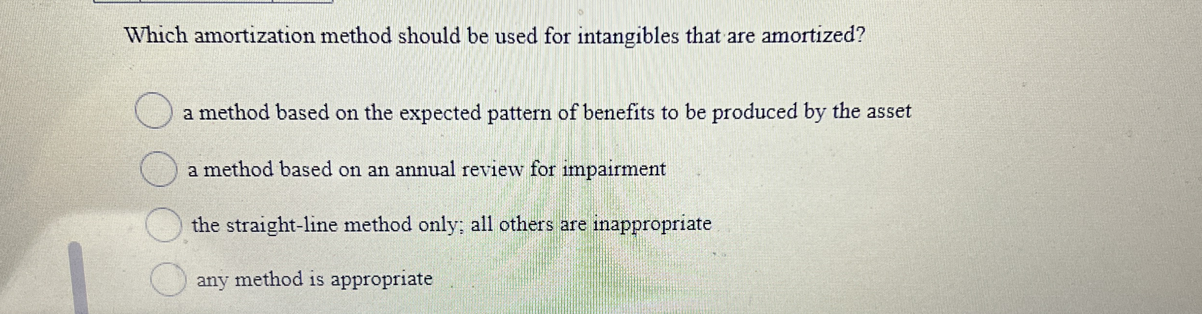 Which amortization method should be used for