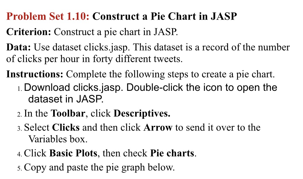 Problem Set 1.10: Construct a Pie Chart in JASP
