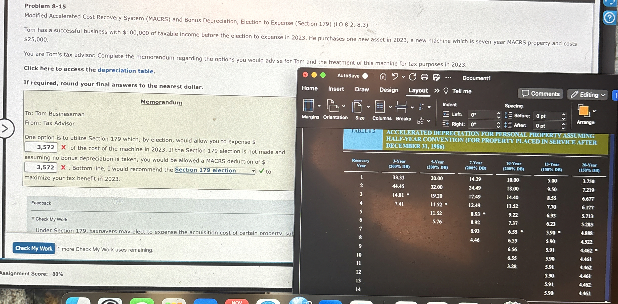 Problem 8 - 1 5 Modified Accelerated Cost
