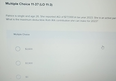 Multiple Choice 1 1 - 3 7 ( LO 1 1 - 3 ) Patrice