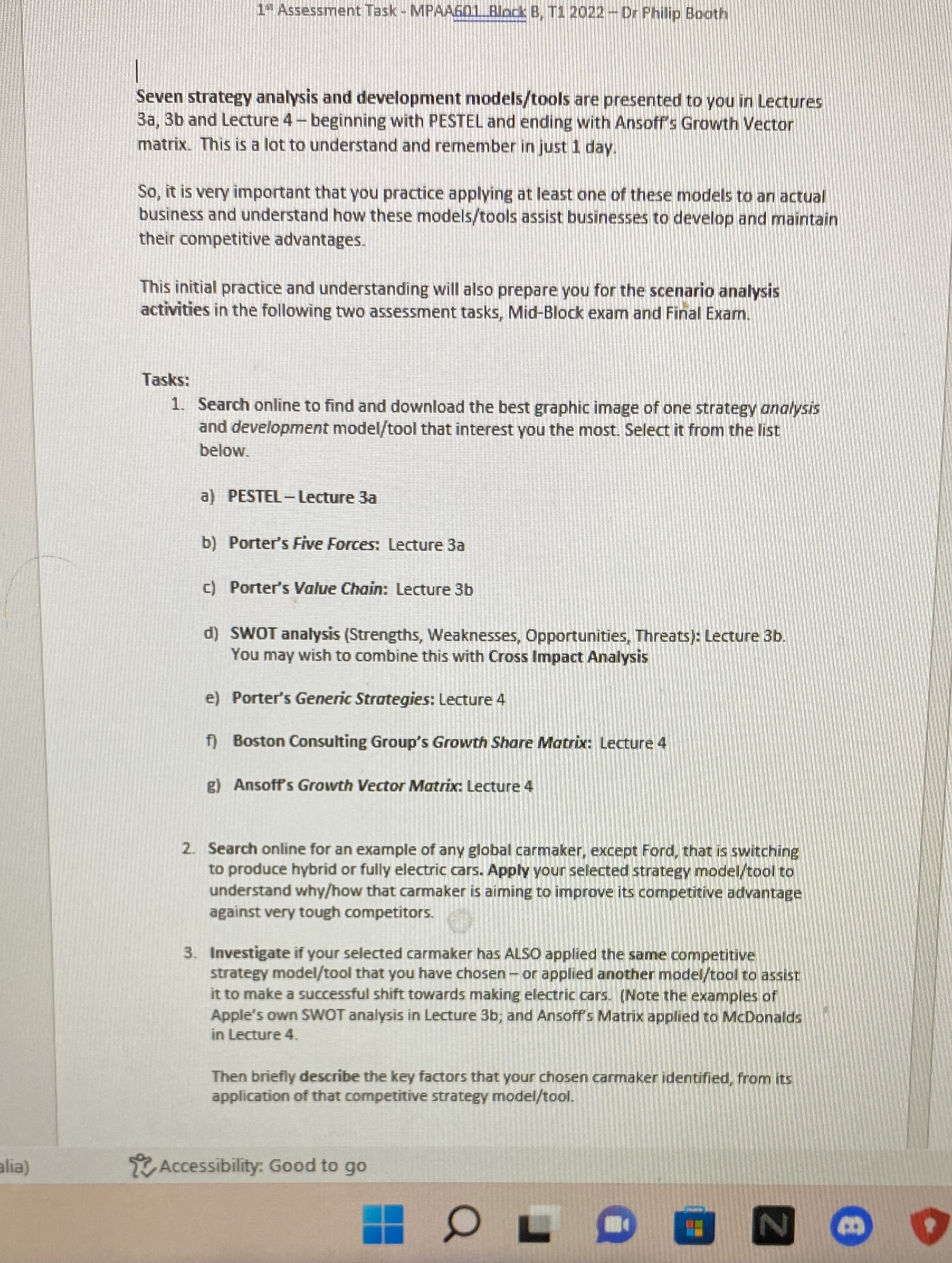 CHOOSE A STRATEGY ANALYSIS AND DEVELOPMENT TOOL