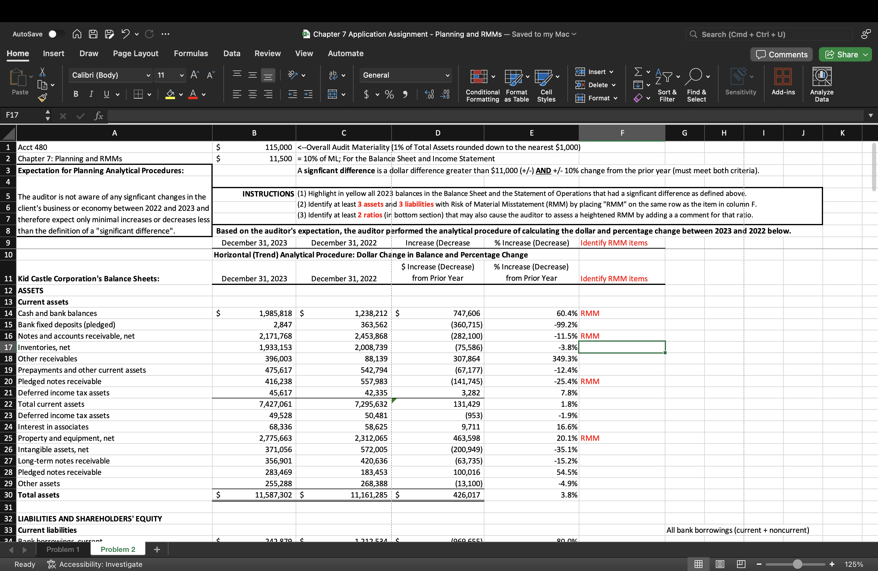 $ 1 1 5 , 0 0 0 < - - Overall Audit Materiality (