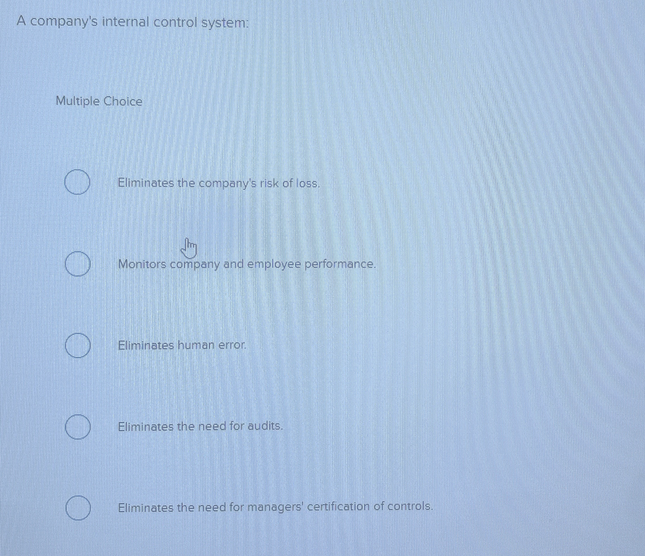 A company's internal control system: Multiple